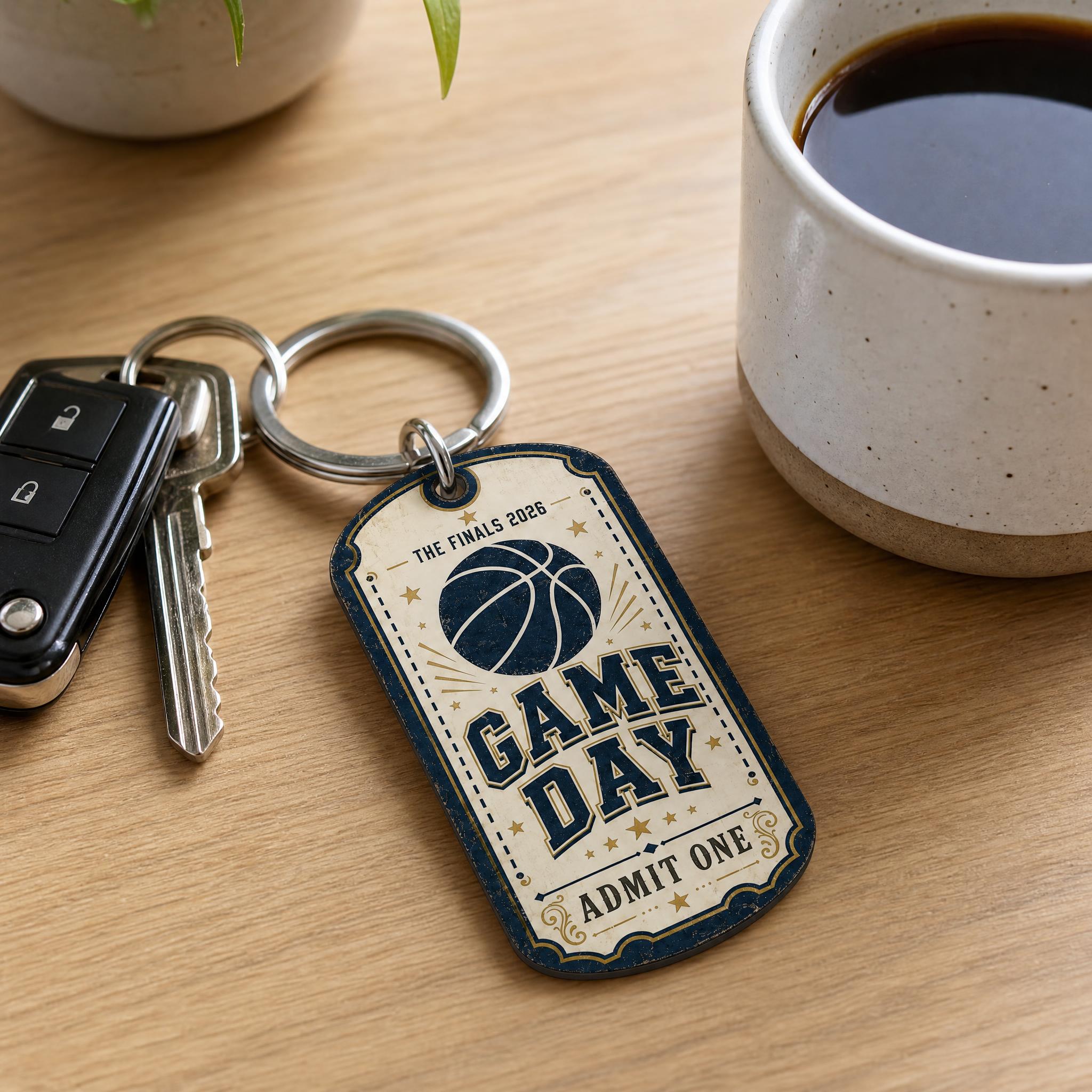 Party Games Graduation - Basketball Game Day Ticket Shaped Keychain