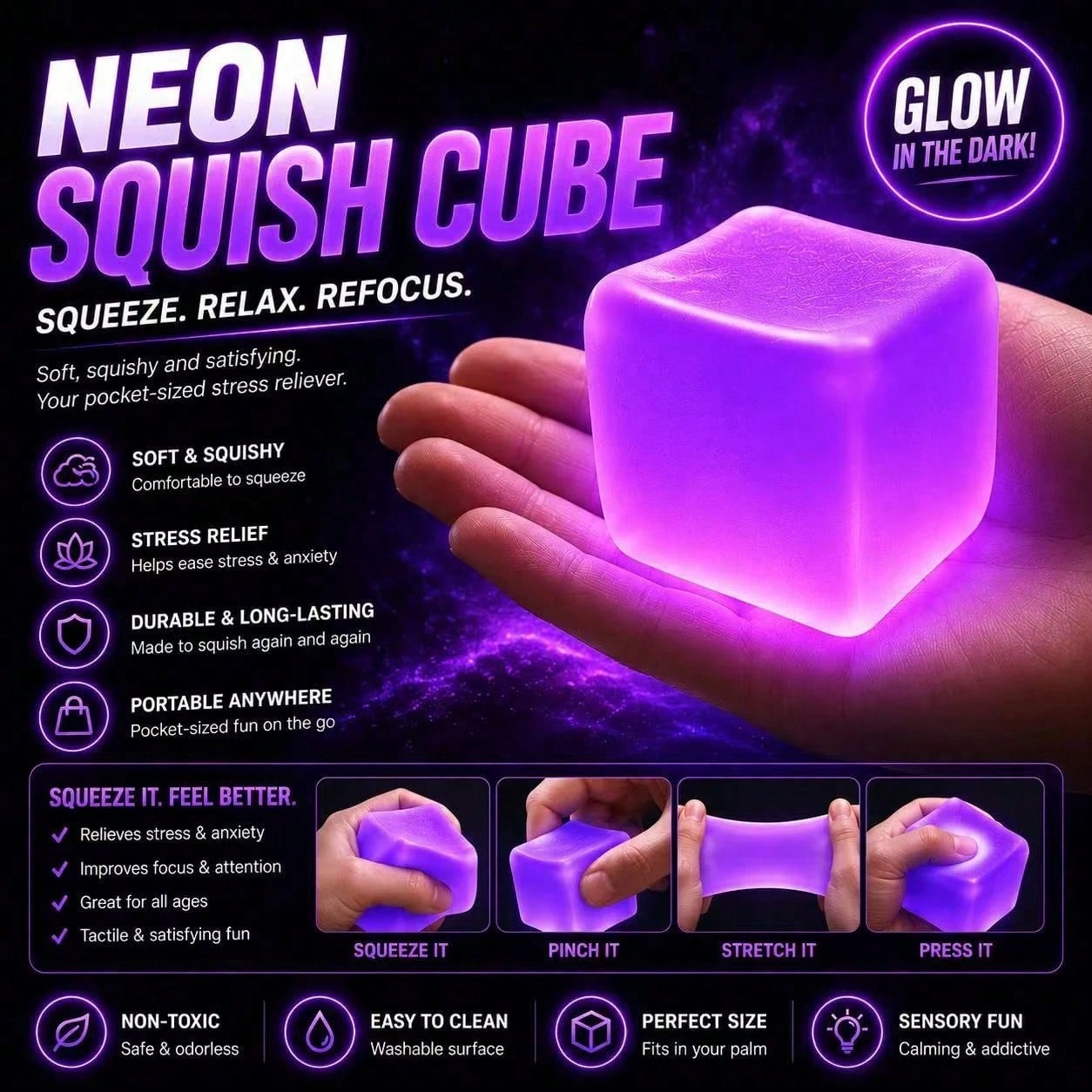 Party Family Games - NeeDoh 1pc Random Color Nee Doh