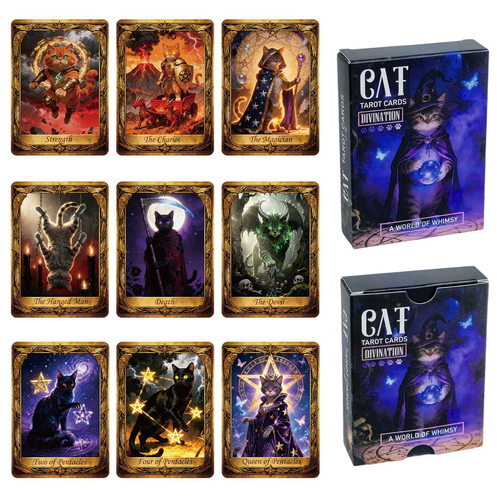 50PCS/Set Cute Cat Tarot Cards - Party Family Games のレビューと価格
