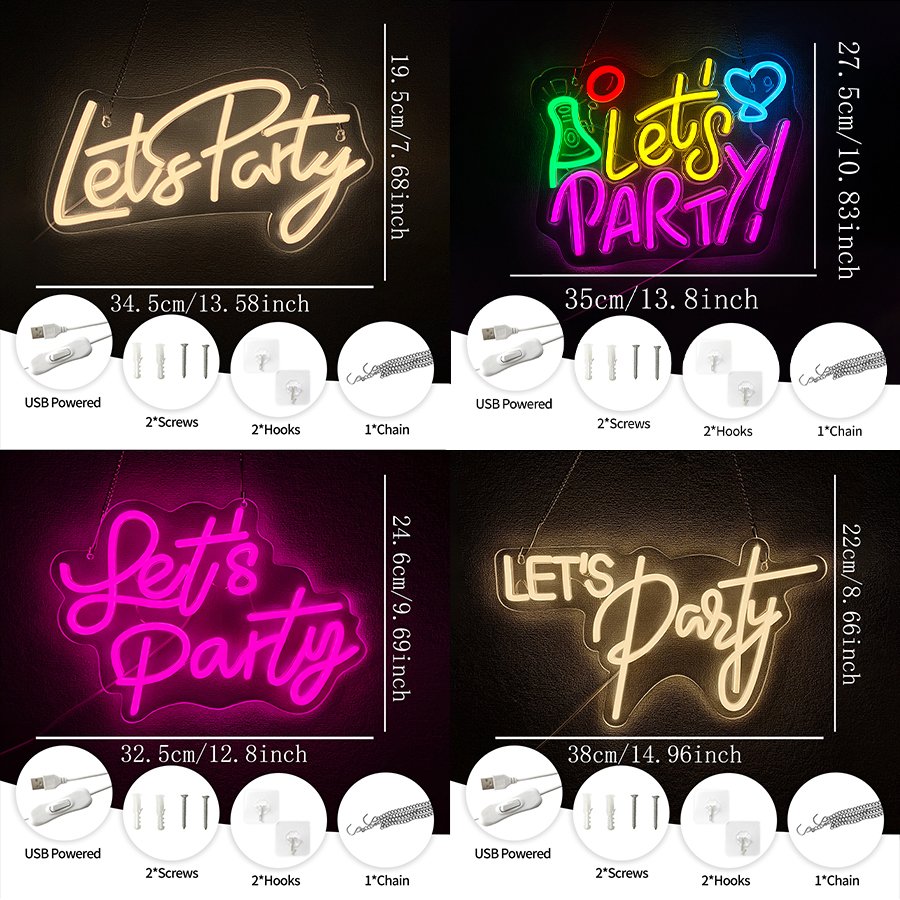Let'S Party Series Neon Sign F - Party Games Bachelorette のレビューと価格